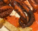 A picture of step 2 of Grilled Octopus on Salmorejo Crostini with Mozzarella Cream.