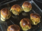 Alcachofas rellenas de gambas con gratinado de alioli suave