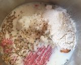 A picture of step 1 of Danish meatballs (Frikadeller) with coleslaw.