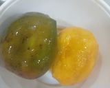 A picture of step 3 of Custard Mango caramel pudding.