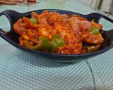 A picture of step 11 of Chilli Mushroom.