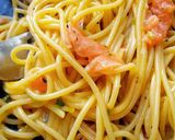 A picture of step 3 of Salmon 'Carbonara'.