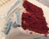 A picture of step 5 of Red Velvet Cake w/fondant.