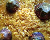 A picture of step 6 of Vangi bhat(eggplant rice).