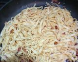 A picture of step 4 of Fettuccini Carbonara.