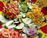 A picture of step 2 of Cucumber salad nd My Crazy salad dressing.