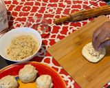 A picture of step 4 of Radhaballavi (stuffed puris).