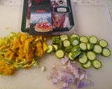 A picture of step 2 of Saffron, zucchine (with flowers) and speck risotto.