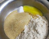 A picture of step 4 of Daal, Bati and Churma (Rajasthani Thali).