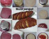A picture of step 5 of Nariyal and beetroot ki filling ke sath layered gujiya.