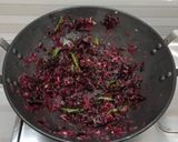 A picture of step 3 of Lal saag subji.
