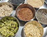 A picture of step 1 of Protein Powder with Sunflower seeds n Pumpkin seeds.