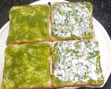 A picture of step 3 of Paneer capsicum, onion toast.