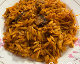 A picture of step 5 of Orzo with Button Mushrooms in Red Sauce.