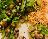 A picture of step 2 of Noodles with beans.