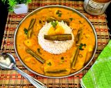 A picture of step 6 of Drumstick Potato Yogurt Curry - Sahjan Aloo Besan Kadhi - Saragva Bateta Nu Khatiyo Shaak.