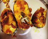 A picture of step 2 of Dahi Machh (fish curry with curd).