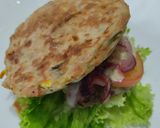 Foto del paso 16 de la receta: Hamburguesa🥩de res 🧀en pancakes🧇de vegetales🍔🥯🥞