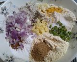 A picture of step 3 of Spinach Thali Peeth.