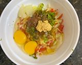 A picture of step 1 of Vegetable egg chilla - 10 min protein rich healthy simple breakfast.
