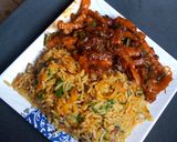 A picture of step 1 of Vegetable Fried Rice.