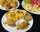 A picture of step 2 of Dahi Ragda Puri Chaat.
