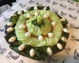 Une image de l'étape 11 de Salade de concombre aux carottes râpées,laitue rouge et mozzarella di buffala.