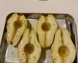 A picture of step 3 of Baked Pears with Gorgonzola and Walnuts (or Goat Cheese and Pine Nuts).