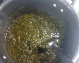 A picture of step 1 of Sarson ka Saag with makai roti.