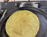 A picture of step 6 of Pesarattu with Coconut Peanut Chutney.
