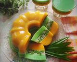 Foto langkah ke 5 dari resep Puding Labu Tiga Lapis (labu, cendol/dawet, pandan).