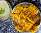 A picture of step 11 of Makai dhokla.