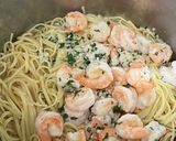 A picture of step 6 of Shrimp Scampi with Linguine.
