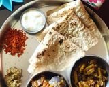 A picture of step 6 of Jowar bhakri and Brinjal subji.