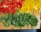 A picture of step 1 of Bell Pepper & Flour Triangle Fritters.