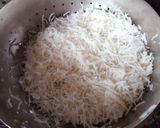 A picture of step 3 of Awadhi biryani layered with soya chaap.