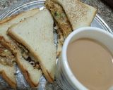 A picture of step 4 of Bread omlate (with tea).