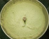 A picture of step 5 of Falhari alu uttapam with coconut chutney.
