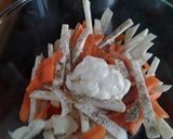 A picture of step 2 of Sig's Celeriac, prawn and carrot salad.