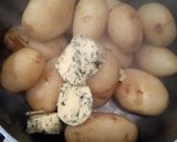 A picture of step 8 of Griddled Salmon with Jersey Royals in Minted Butter & Tzatziki.