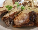 A picture of step 5 of Pork Chops with peppercorn sauce.