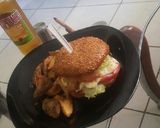 A picture of step 4 of To die for monster burgers#4weekschallenge.#authors marathon.
