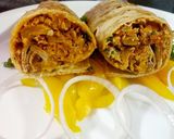 A picture of step 5 of Soya stuffed kathi role.