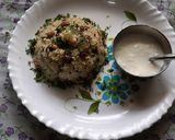 A picture of step 8 of Bhagar upma for fasting.