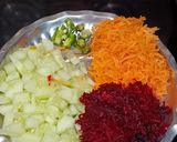 A picture of step 1 of Beetroot Mixed Vegetable Raita.