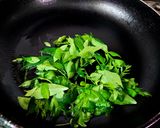 A picture of step 1 of Curry Leaves or Karuveppilai Chutney.