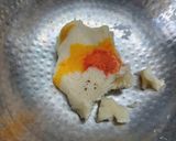 A picture of step 3 of Non fire Tricolor coconut burfi.