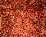 A picture of step 3 of Beetroot carrot mushroom fried rice.