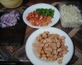 A picture of step 1 of Smokies and mushroom stew.