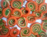 A picture of step 6 of Swirl colourful masala mathri.